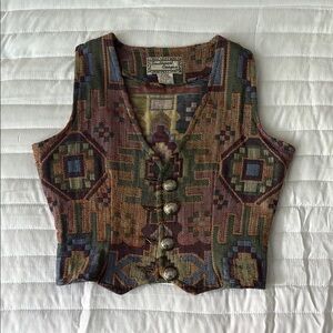 Vintage Tapestry Vest with Southwestern Patterns